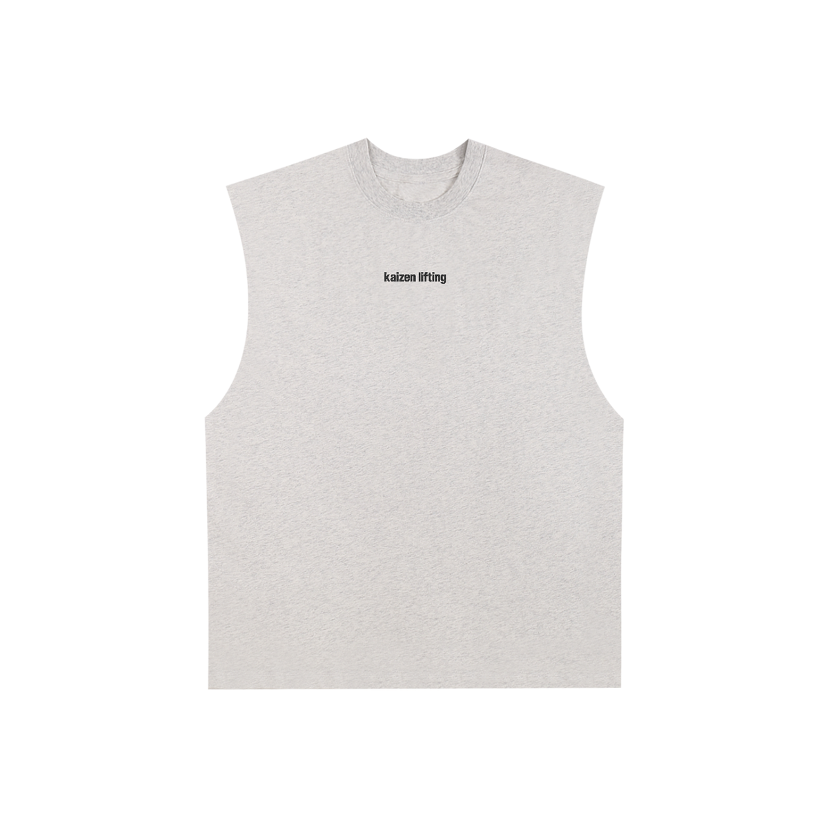 tank,top,sleeveless,tee,cut,off,muscle,raw,edge,drop,arm,embroidered,cotton,pure,heavyweight,230,GSM,loose,fit,oversized,unisex,kaizen,lifting,streetwear,gym,apparel,wear