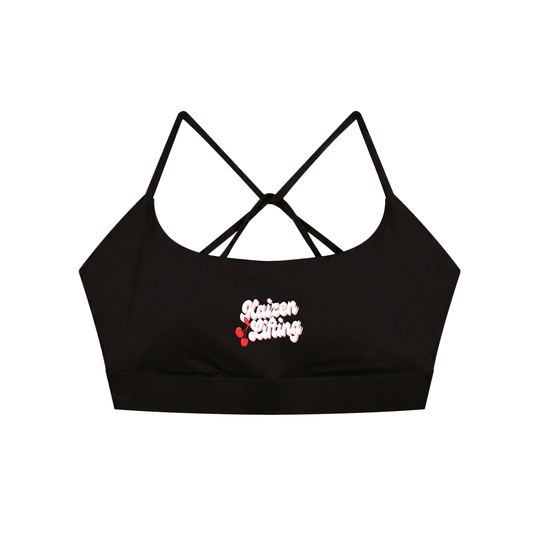 Retro Cherry Criss Cross Sports Bra