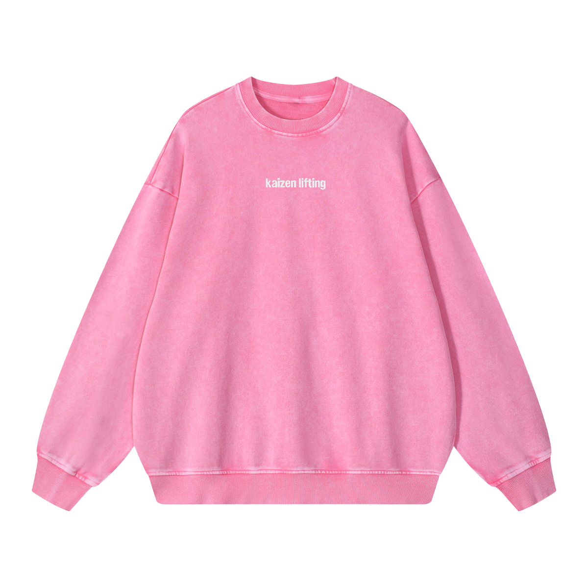 kaizen,lifting,crewneck,sweatshirt,snow,wash,embroidered,washed,heavyweight,360,gsm,gymwear,cotton,unisex