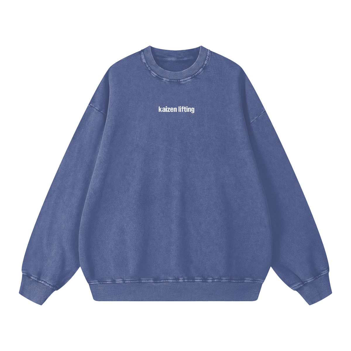 kaizen,lifting,crewneck,sweatshirt,snow,wash,embroidered,washed,heavyweight,360,gsm,gymwear,cotton,unisex